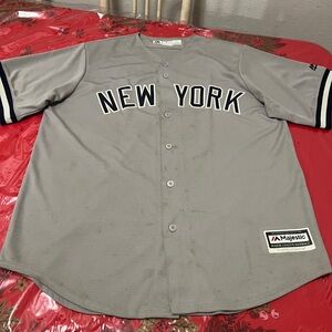 New York Yankees Derek Jeter #2 Jersey-Grey-Men’s large -Majestic custom